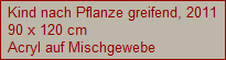 Kind nach Pflanze greifend, 2011
90 x 120 cm
Acryl auf Mischgewebe